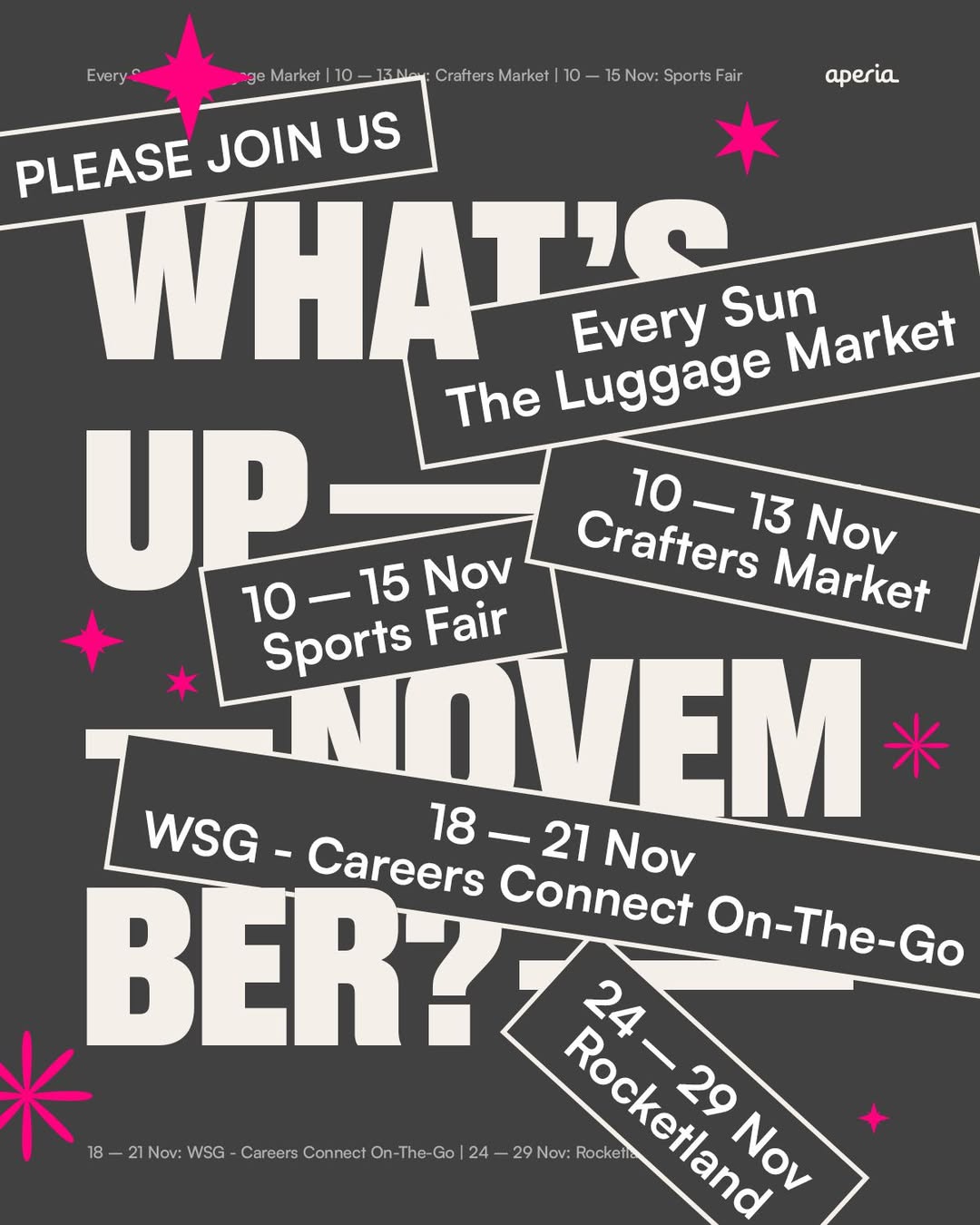 A vibrant scene depicting various November activities like shopping, crafting, and sports