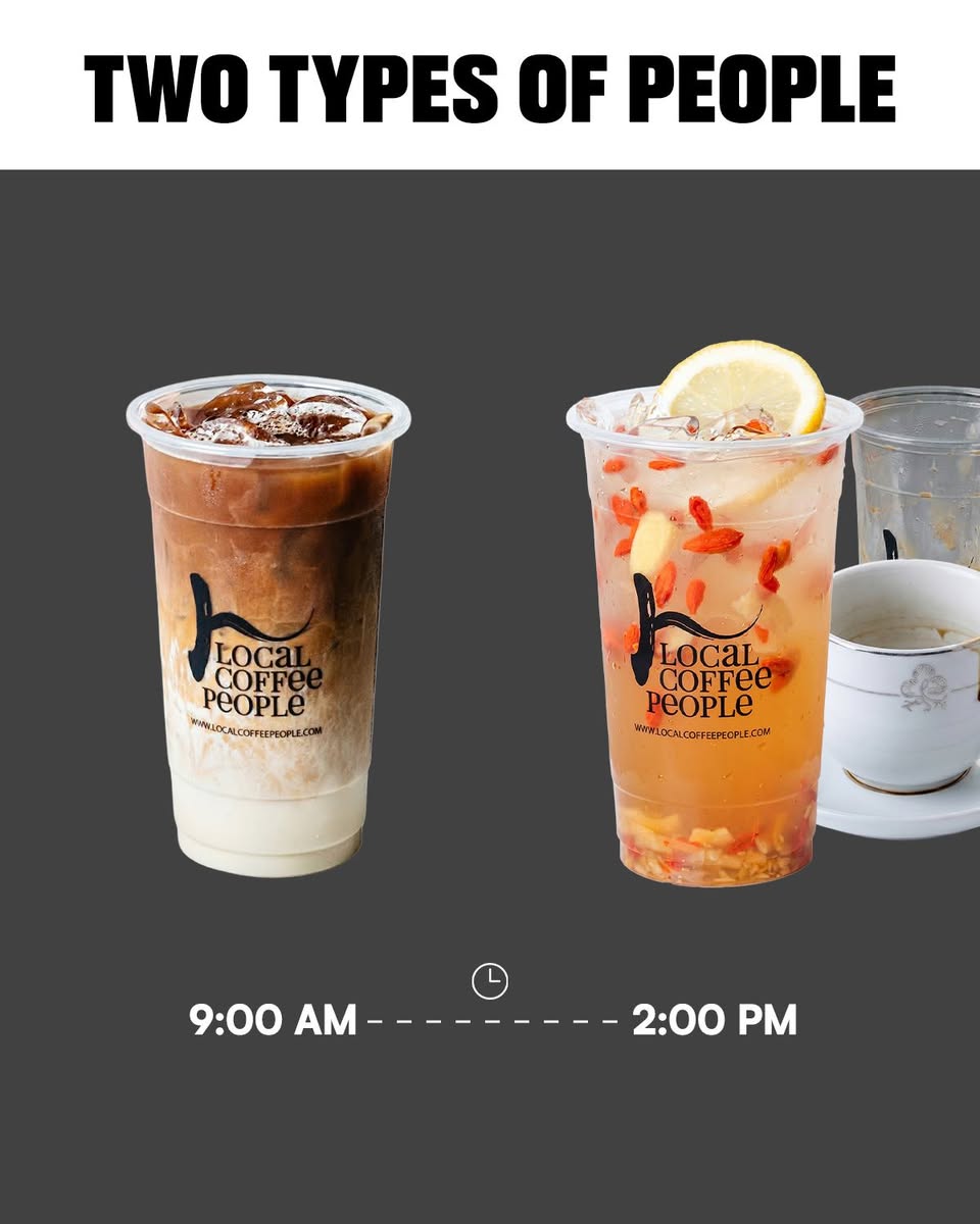 Iced coffee and orange fruit tea from Local Coffee People