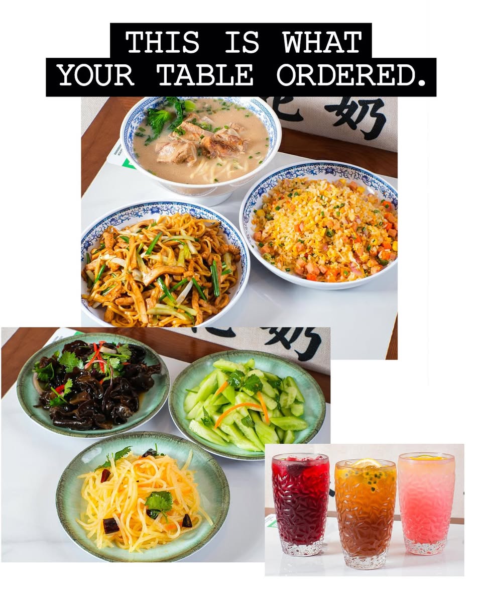 Dishes and iced drinks at Nainai Flavor