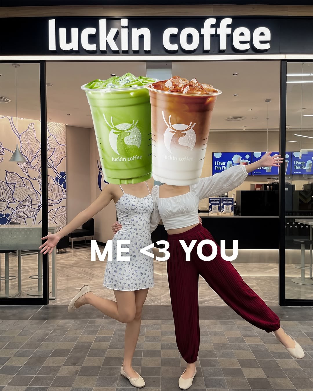Luckin Coffee matcha and iced latte drinks at Aperia Mall