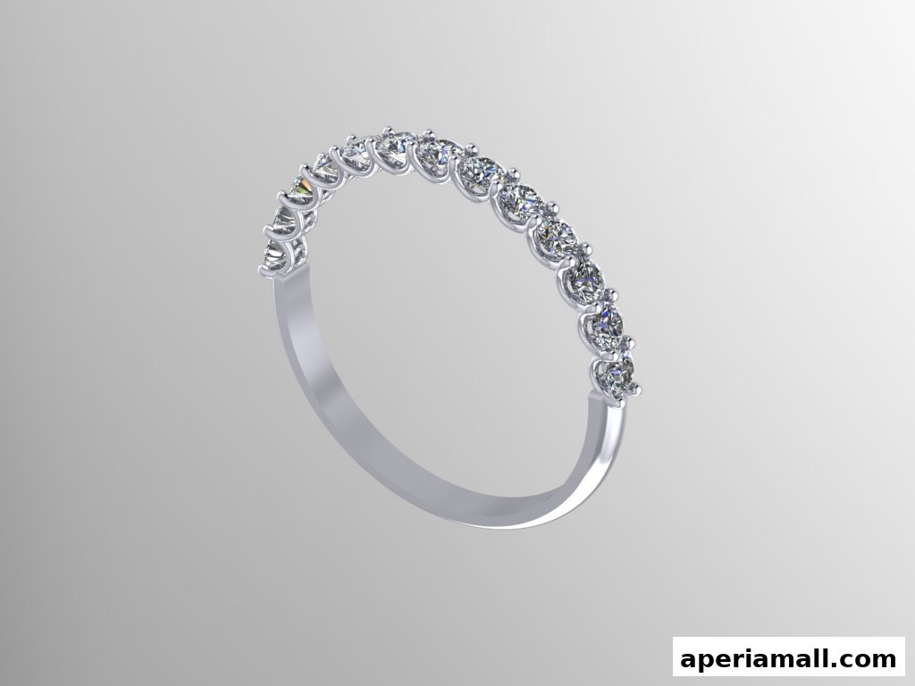 A delicate silver ring adorned with a line of sparkling diamonds on a gradient background.