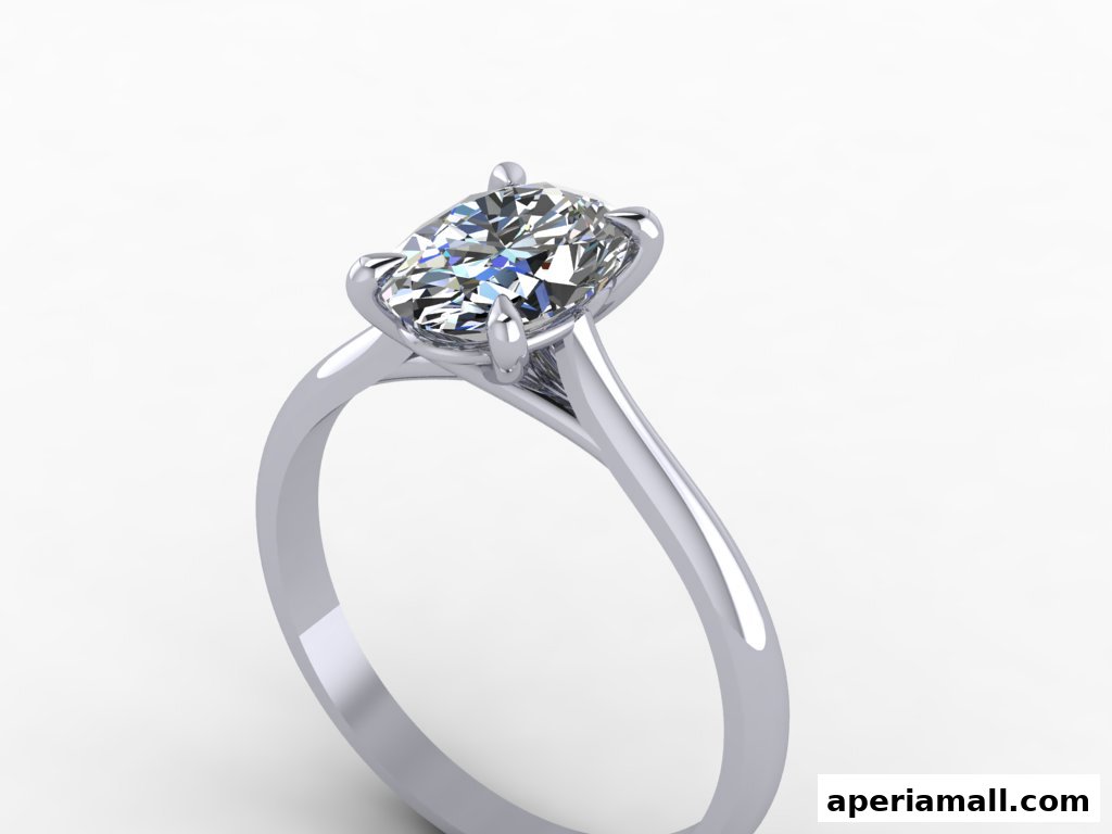 A close-up studio shot of a sparkling oval-cut diamond engagement ring.