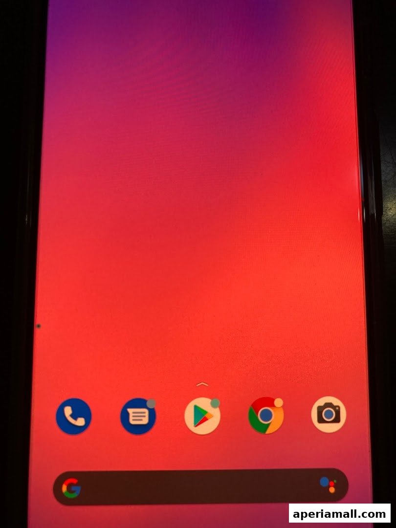 A smartphone screen displays a vibrant gradient wallpaper with app icons and a search bar.