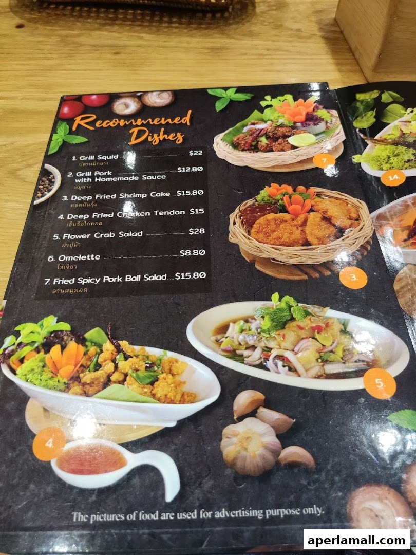 A menu from Im-Em Thai Kitchen featuring recommended dishes with images and prices.