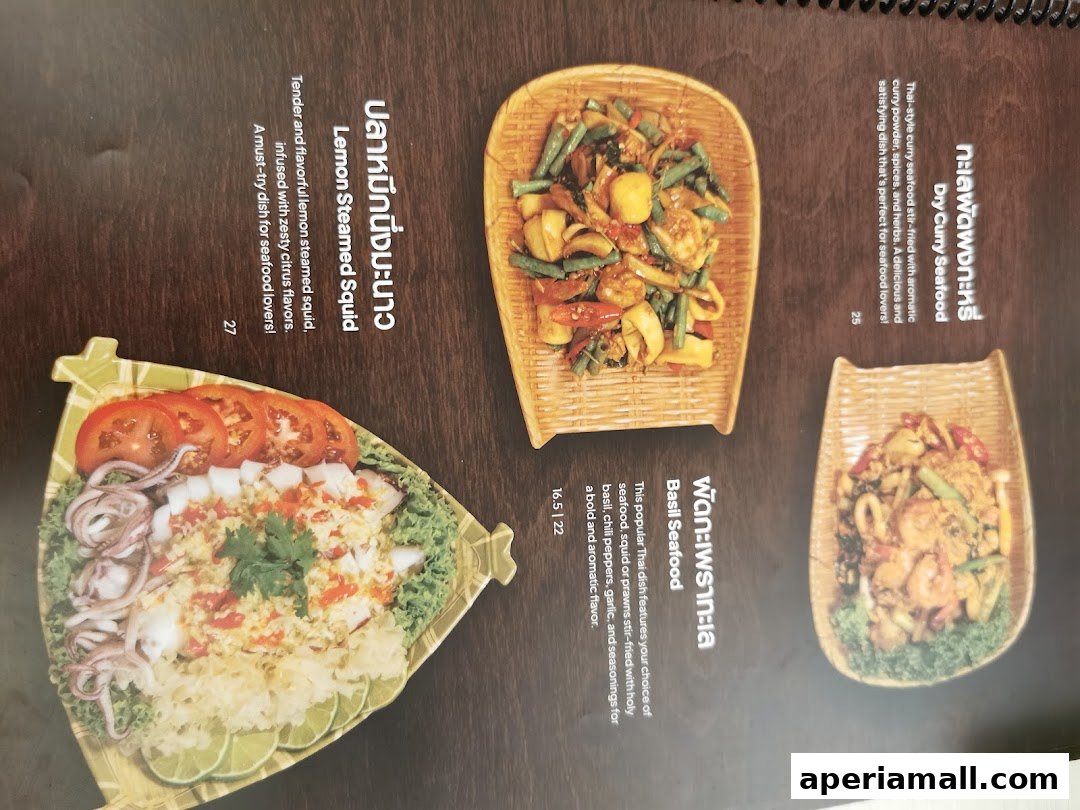 A menu page from Nana Original Thai Food featuring three seafood dishes with descriptions.
