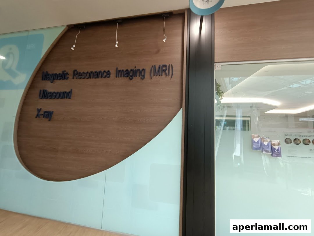 The entrance to Quantum Medical Imaging, showcasing services like MRI, Ultrasound, and X-ray.