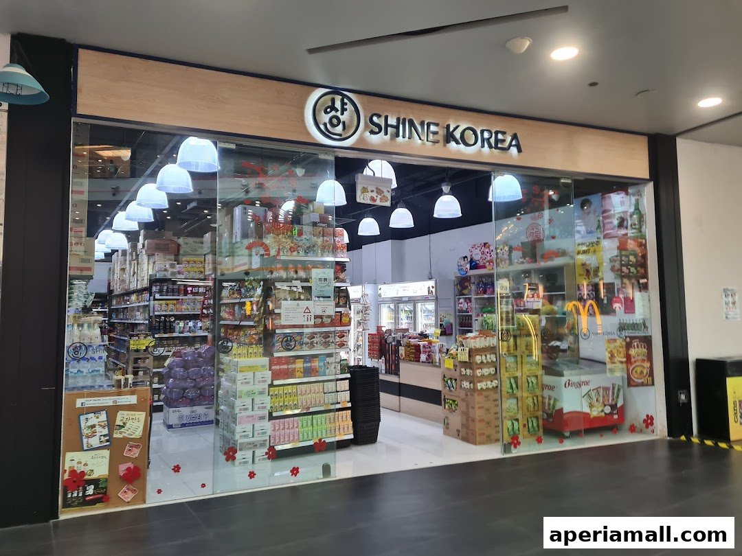 The exterior of Shine Korea, a shop selling Korean goods, at Aperia Mall.