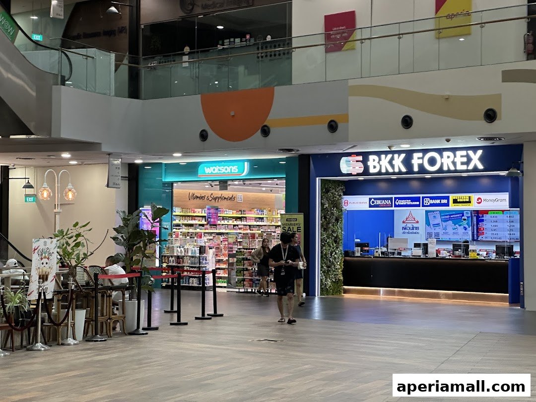 The Watsons store and BKK Forex are visible in a shopping mall corridor.
