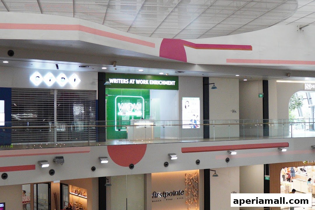 The storefront of Writers at Work Enrichment, a learning center, in Aperia Mall.